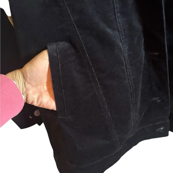 Denim & Company D Co Velour Trucker Button Down Jacket Size Large - Picture 3 of 7